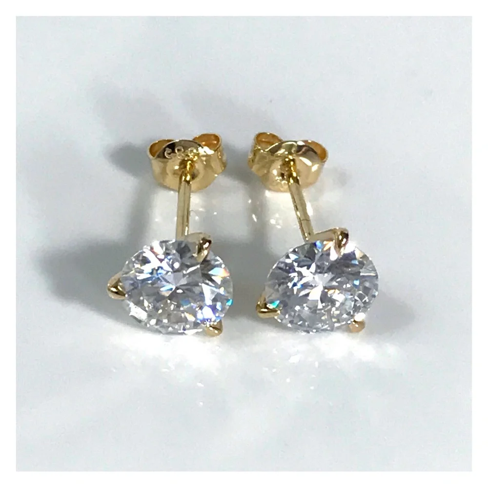 14KT 2 CARAT GENUINE MOISSANITE SOLID YELLOW GOLD MARTINI SET STUD EARRINGS NWOT - Picture 12 of 12